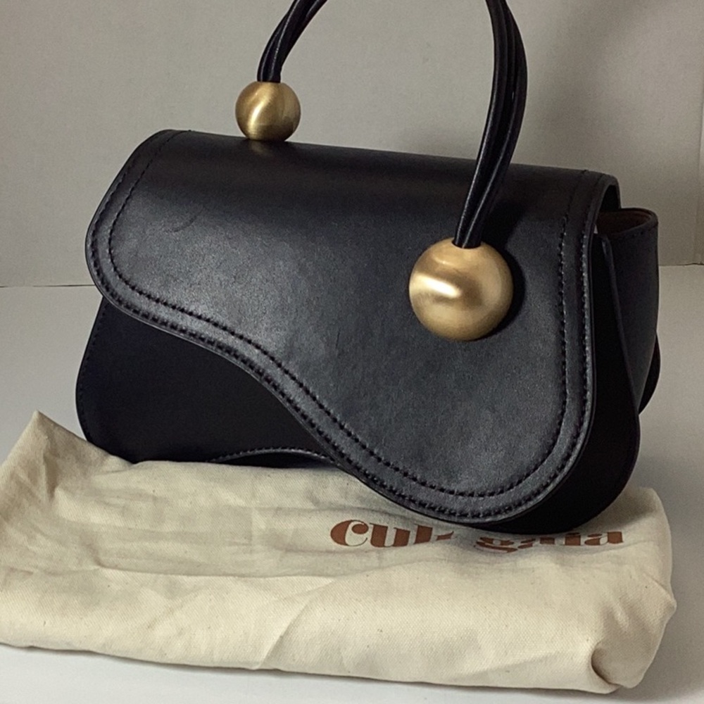 cult gaia Black Shoulder Bag with Gold Accents - Picture 16 of 16